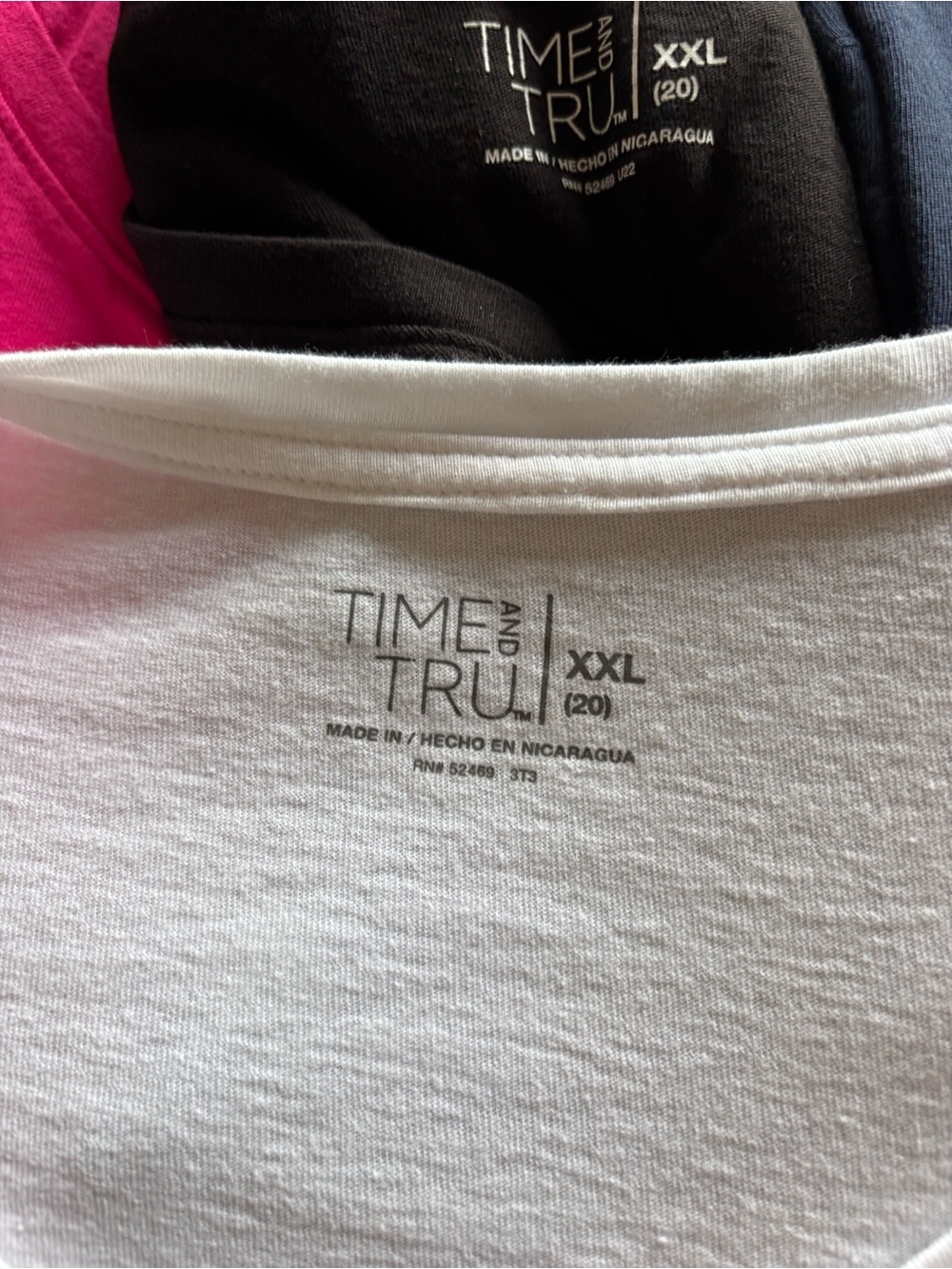 Time and Tru Women's Tops in White, Black, Pink - Picture 3 of 4